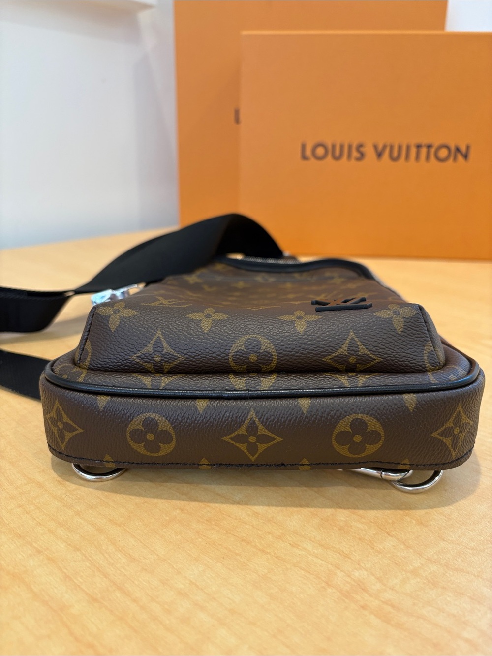 Louis Vuitton Avenue Sling Bag NM Eclipse Monogram Canvas Crossbody Belt Brown - Picture 8 of 12